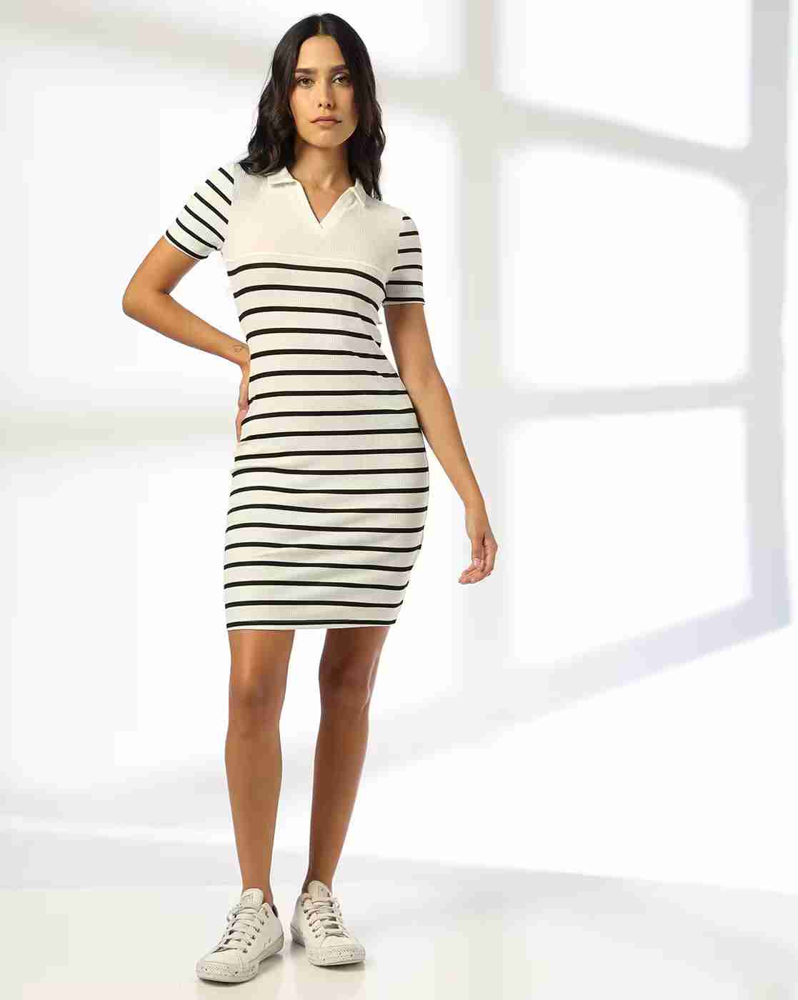 Teamspirit | Women Striped T-Shirt Dress|0