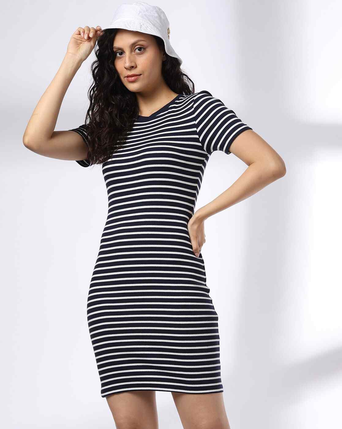 Teamspirit | Women Striped Bodycon Dress|0