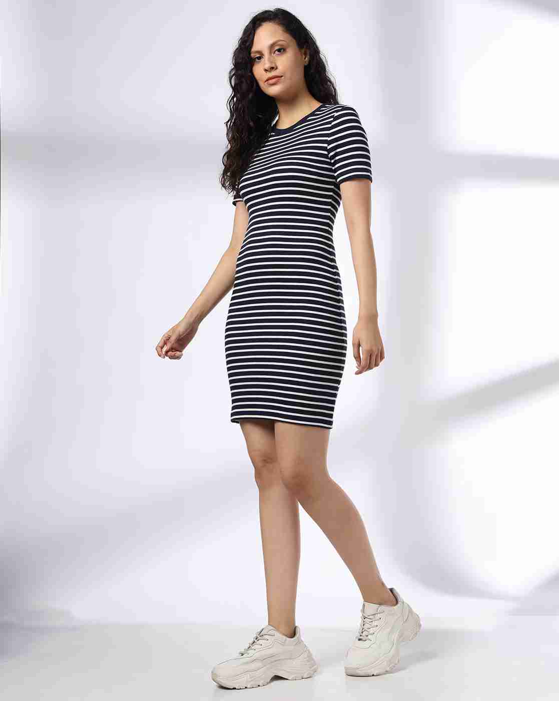 Teamspirit | Women Striped Bodycon Dress|1