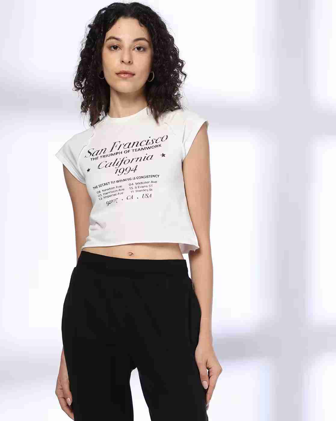 Teamspirit | Women Typographic Print Boxy Fit Top|0