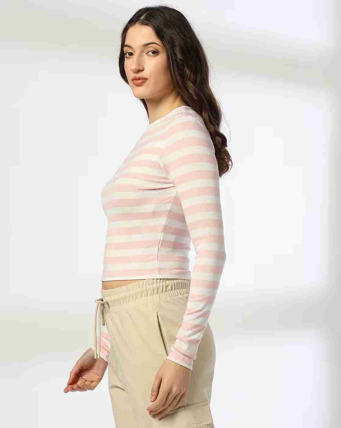 Teamspirit | Women Striped Fitted Top|1