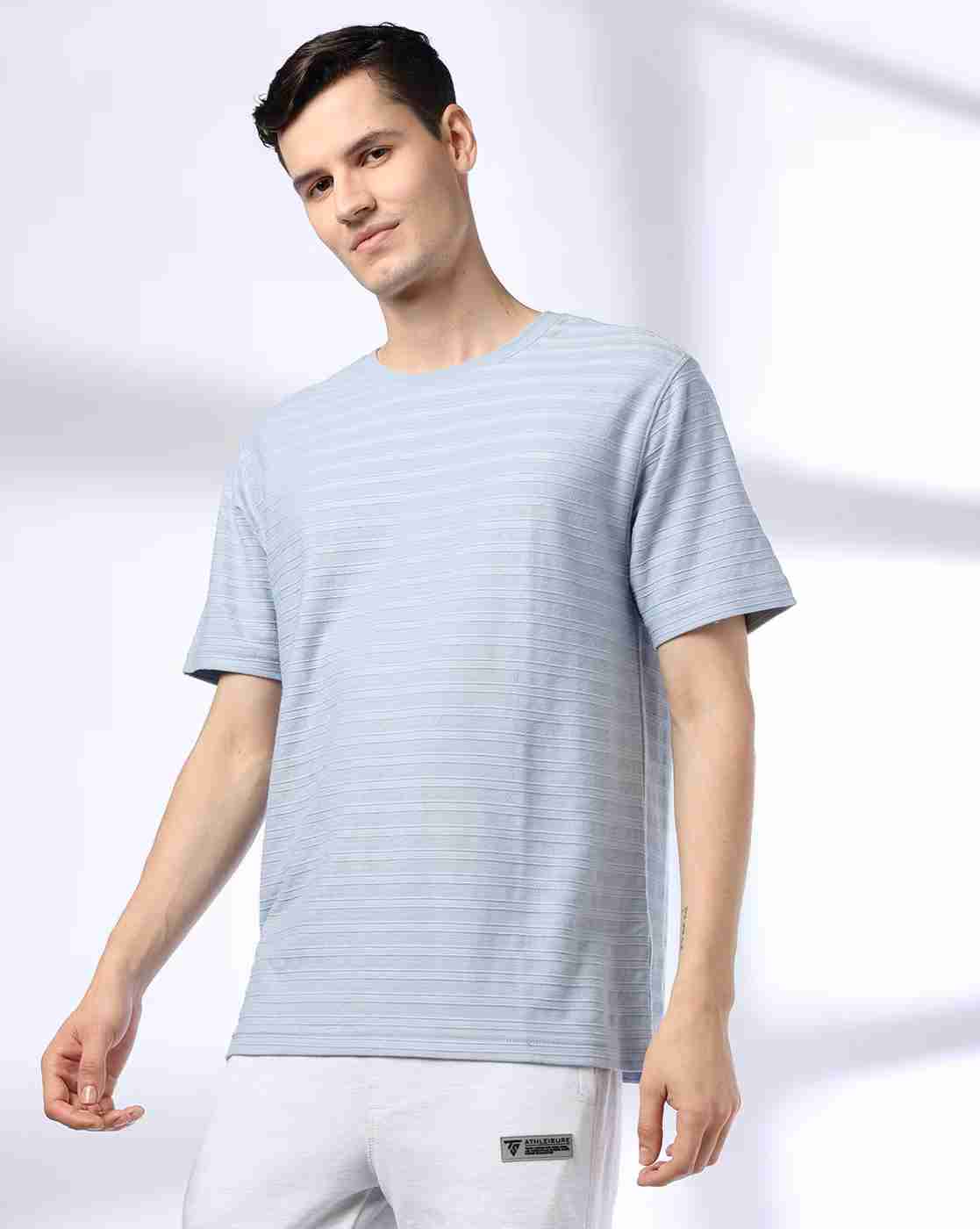 Teamspirit | Men Striped Boxy Fit Crew-Neck T-Shirt|0