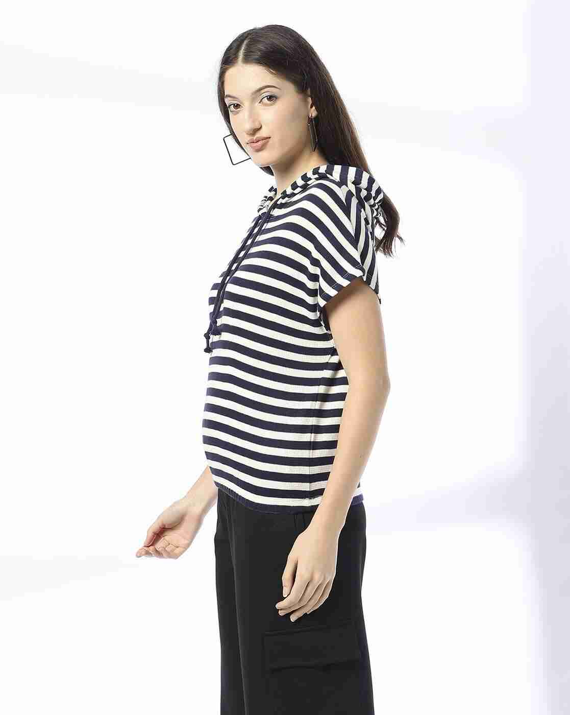 Teamspirit | Women Striped Relaxed Fit Hooded Top|1