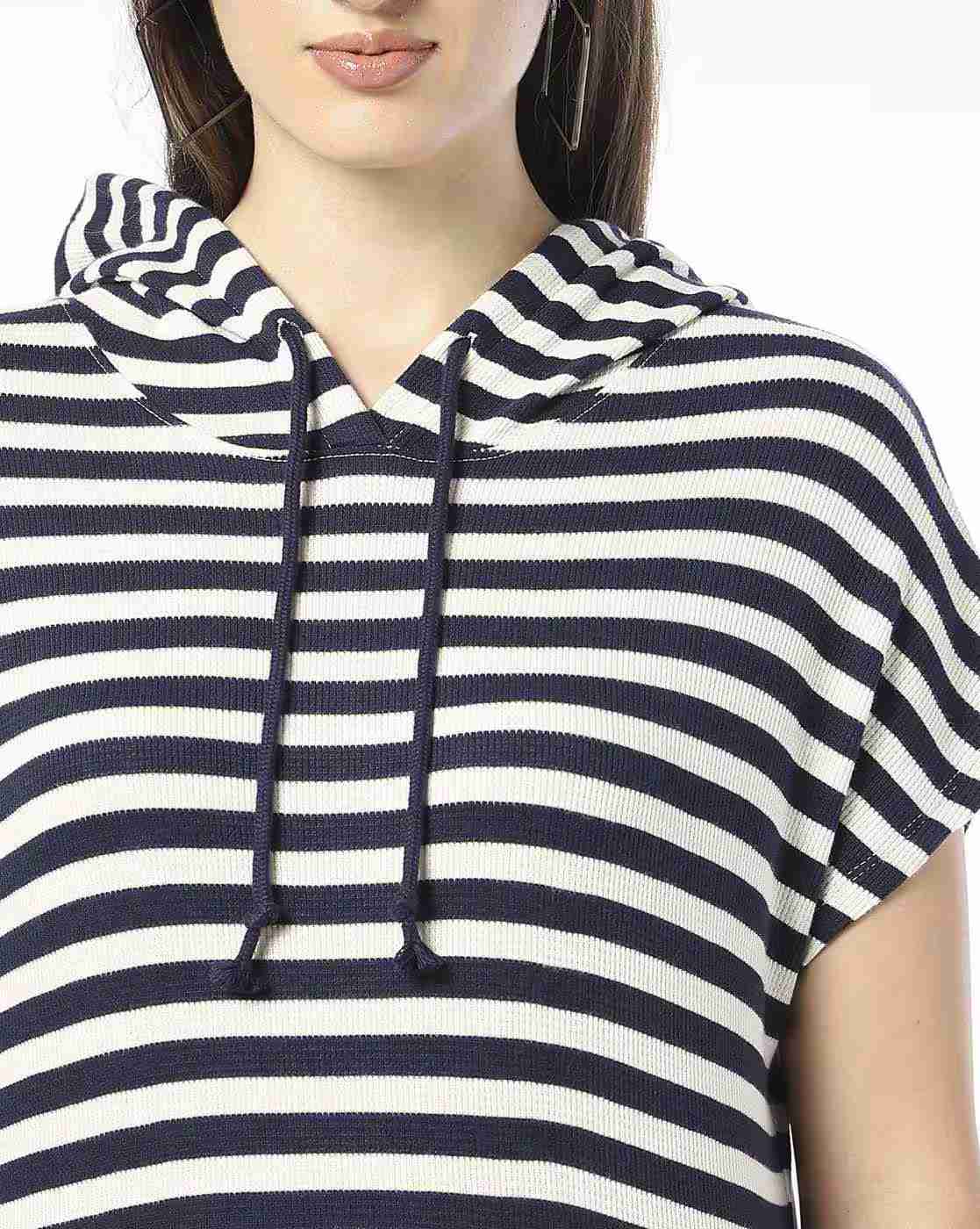 Teamspirit | Women Striped Relaxed Fit Hooded Top|4