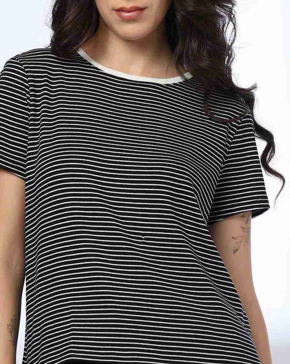 Teamspirit | Women Striped Relaxed Fit Round-Neck T-Shirt|3