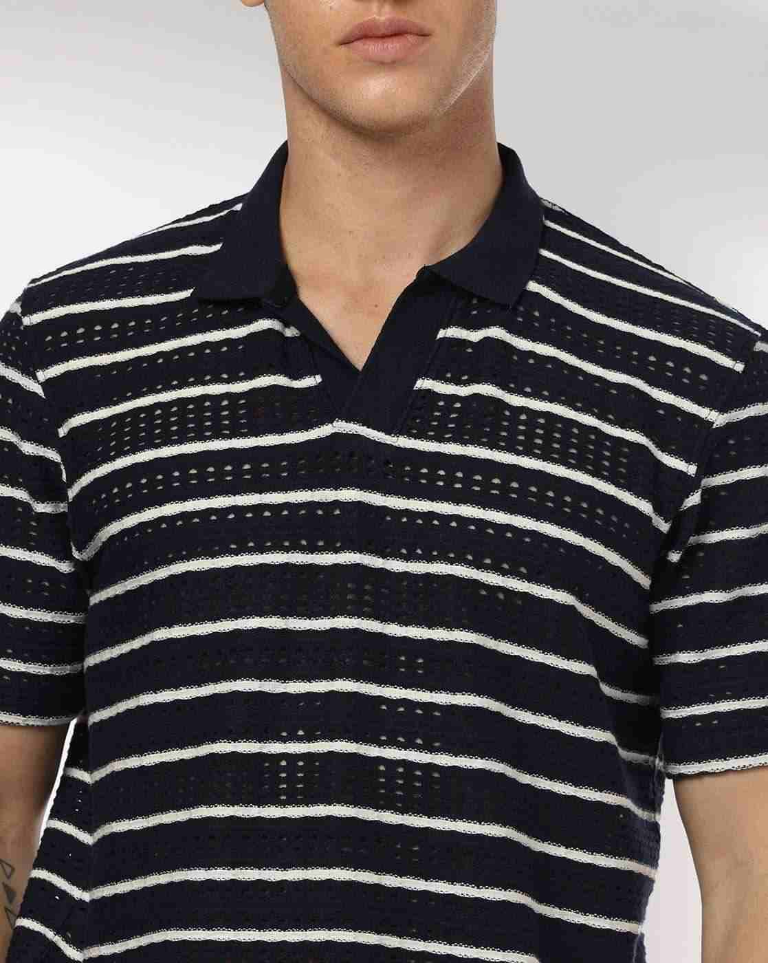 Teamspirit | Men Open-Knit Striped Regular Fit Polo T-Shirt|3