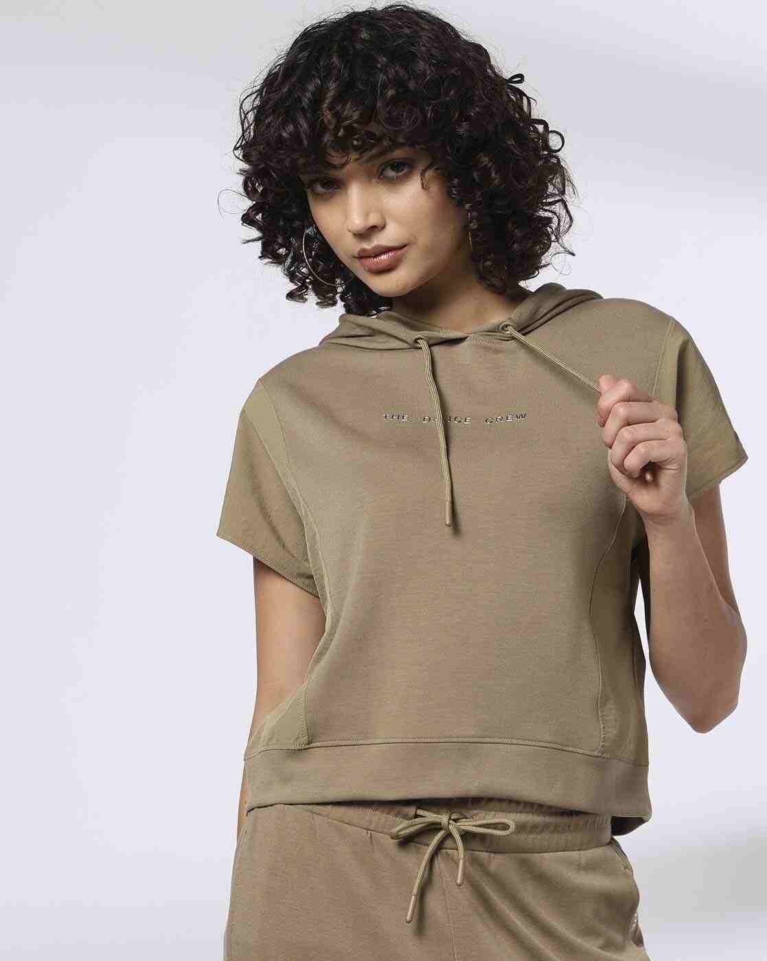 Women Typographic Print Regular Fit Hooded Top