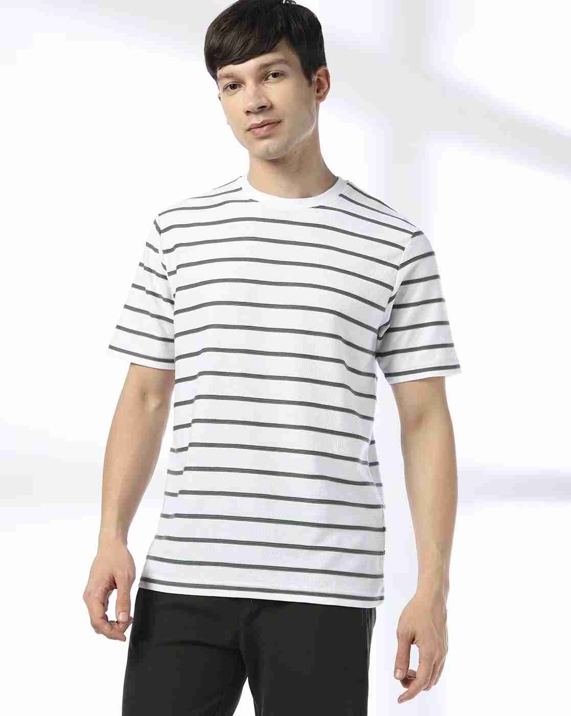 Teamspirit | Men Elevated Stripe Jacq Base Regular Fit Crew-Neck T-Shirt|0
