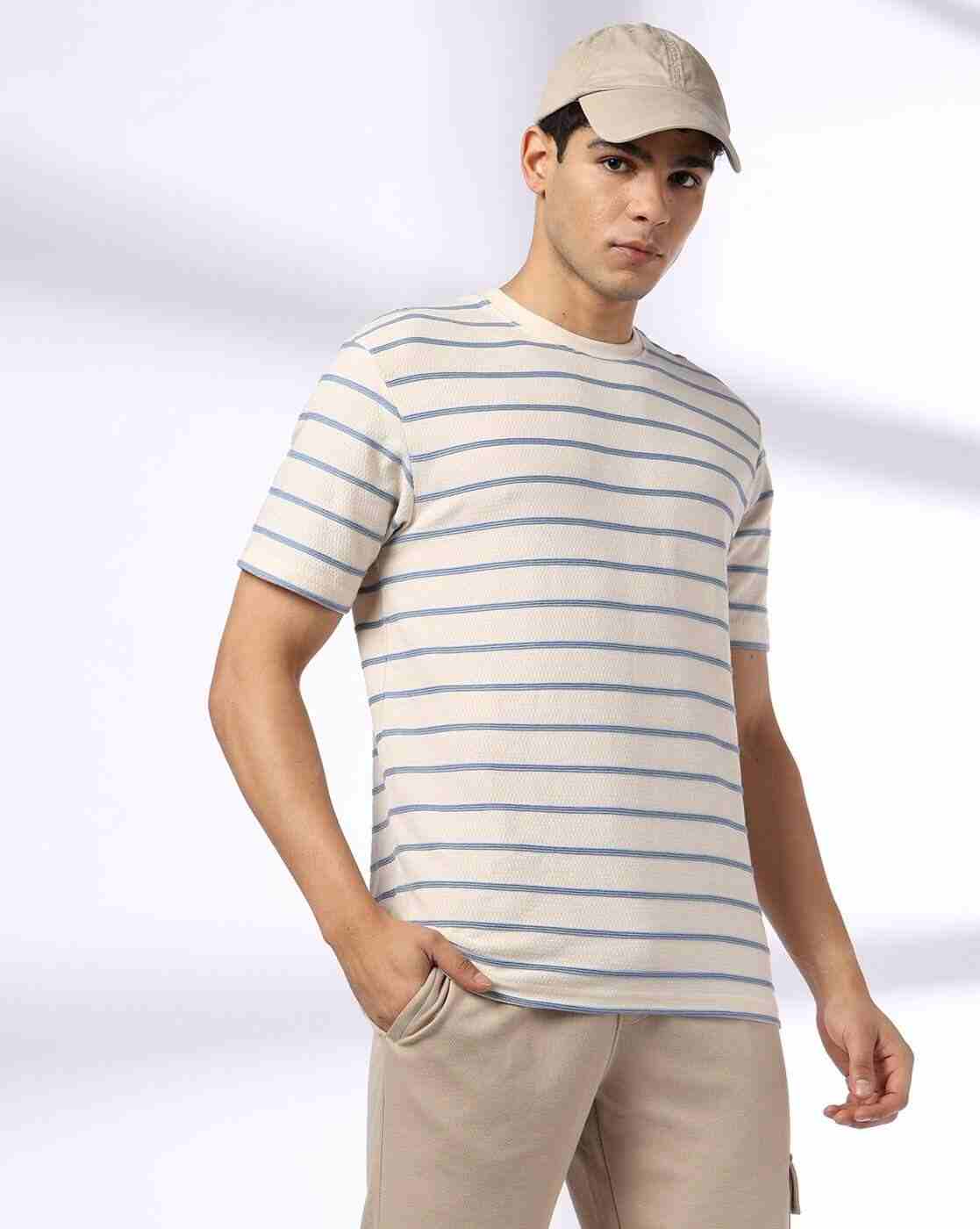 Men Elevated Stripe Jacq Base Regular Fit Crew-Neck T-Shirt