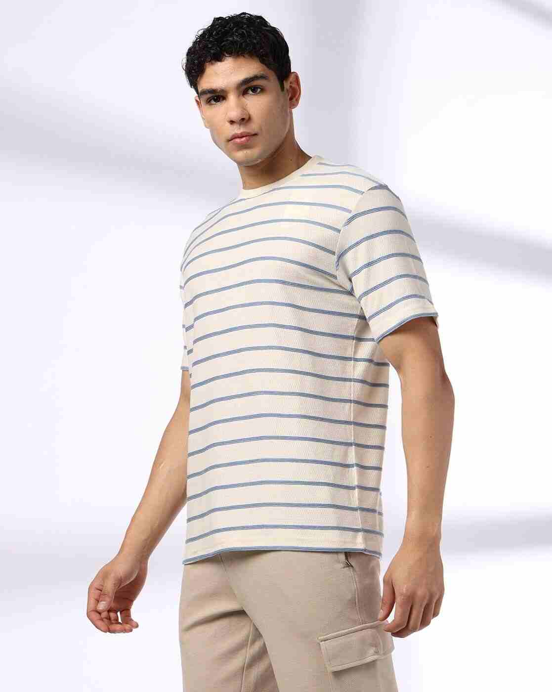 Teamspirit | Men Elevated Stripe Jacq Base Regular Fit Crew-Neck T-Shirt|1