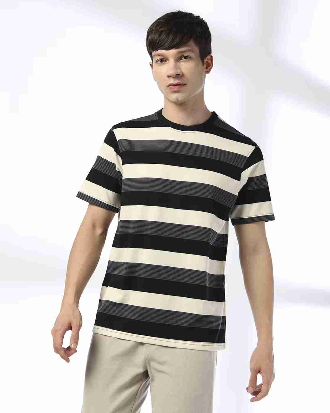 Teamspirit | Men Striped Regular Fit Crew-Neck T-Shirt|0