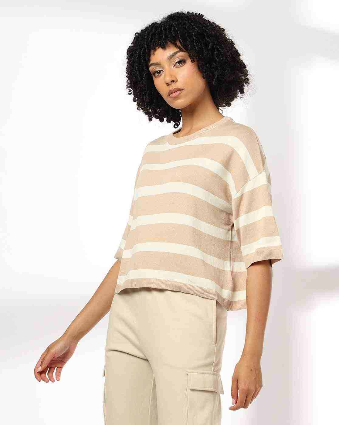 Teamspirit | Women Striped Boxy Fit Pullover|1