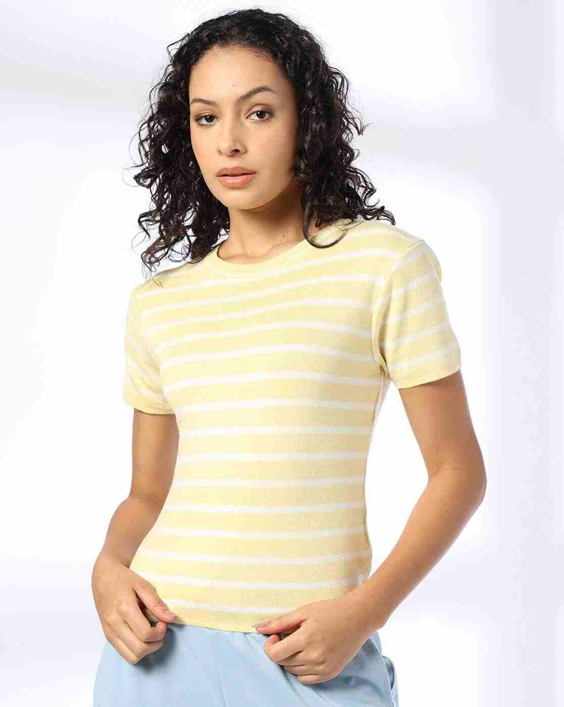 Teamspirit | Women Striped Regular Fit Round-Neck T-Shirt|0