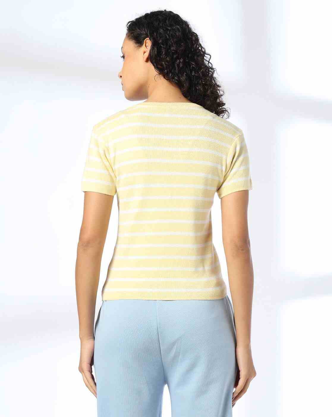 Teamspirit | Women Striped Regular Fit Round-Neck T-Shirt|2