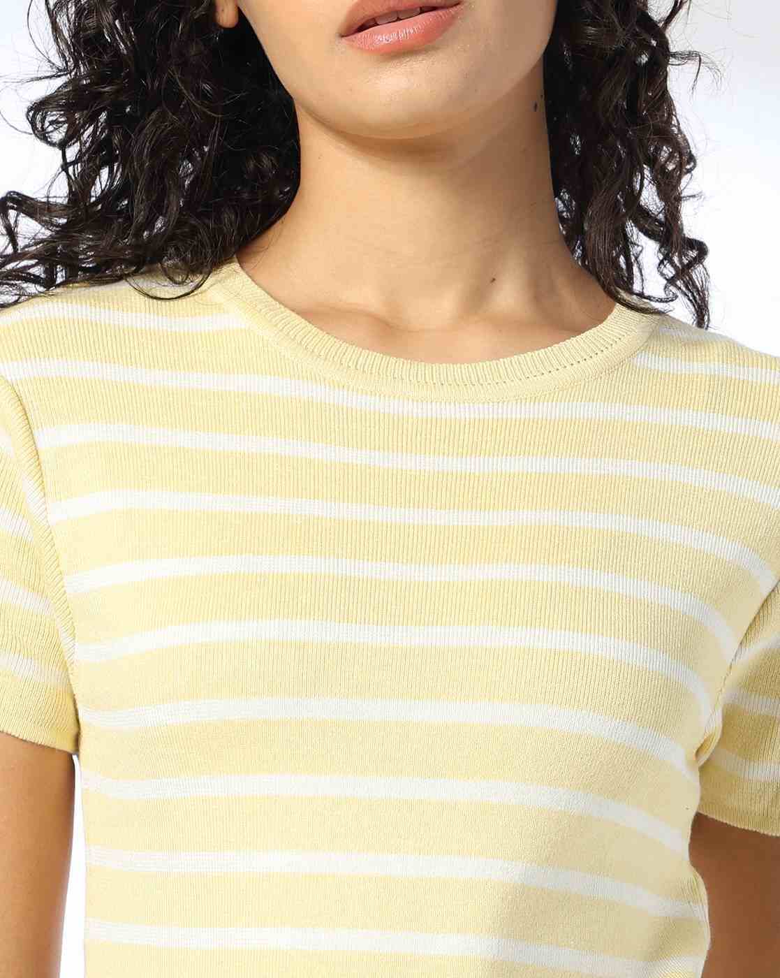 Teamspirit | Women Striped Regular Fit Round-Neck T-Shirt|3