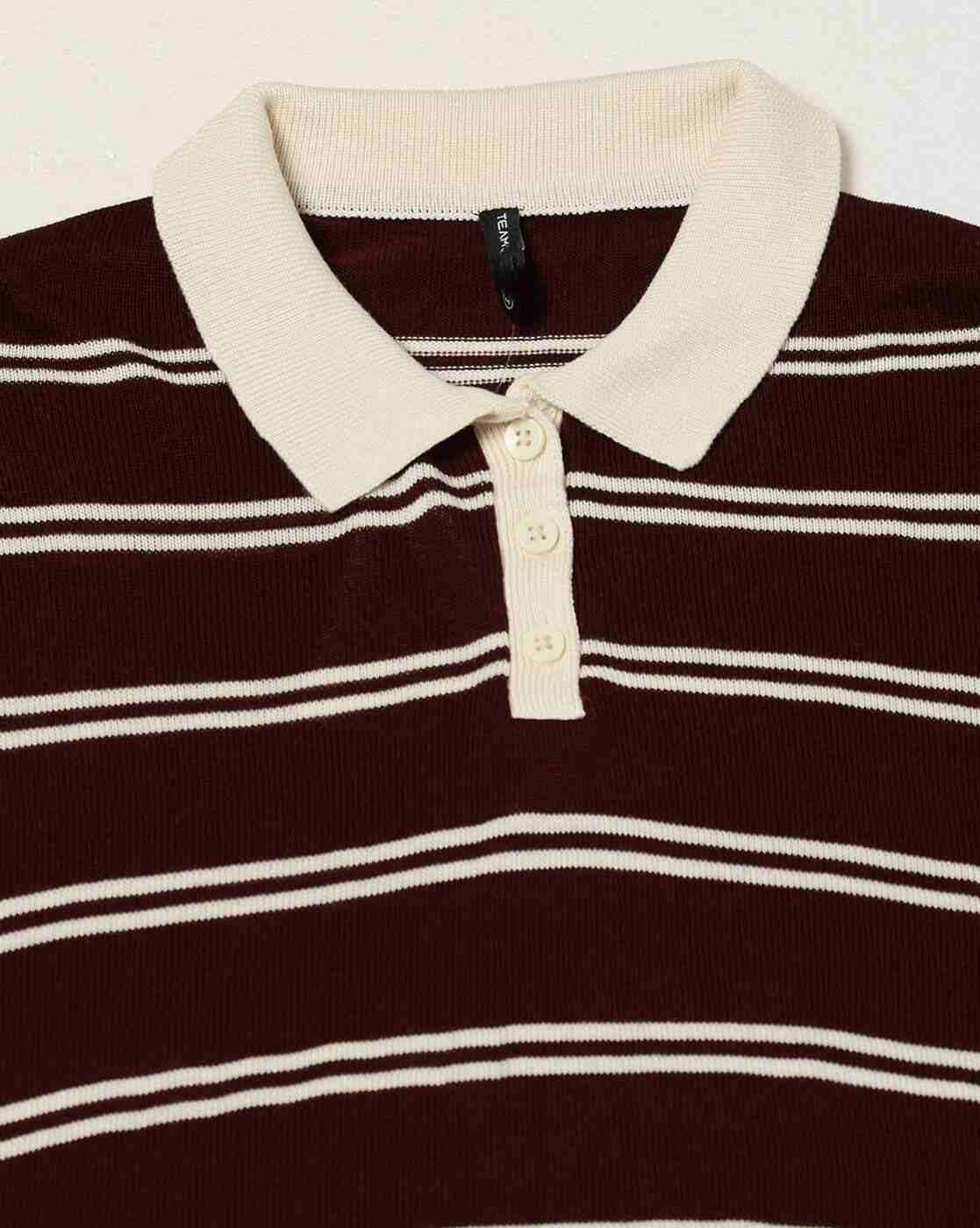 Teamspirit | Women Striped Knit Boxy Fit Pullover|4