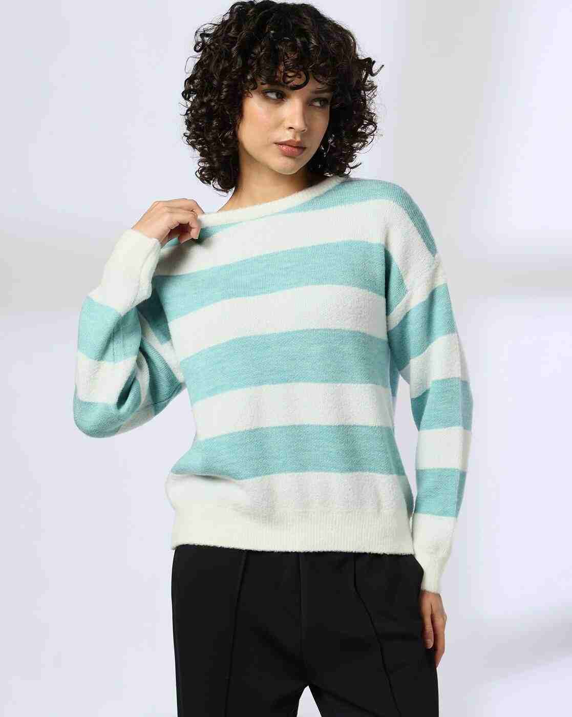 Teamspirit | Women Striped Round-Neck Sweater|0
