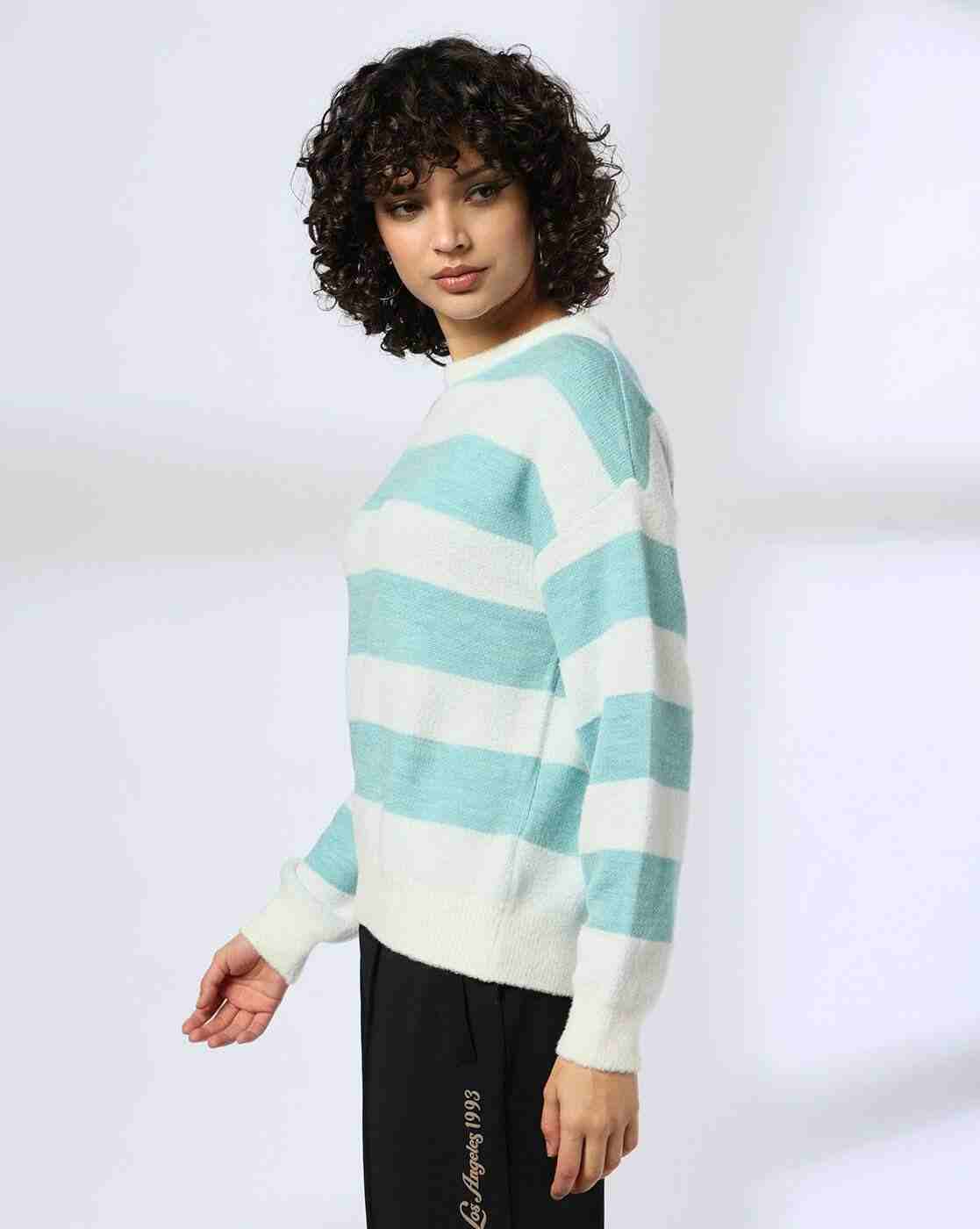 Teamspirit | Women Striped Round-Neck Sweater|1
