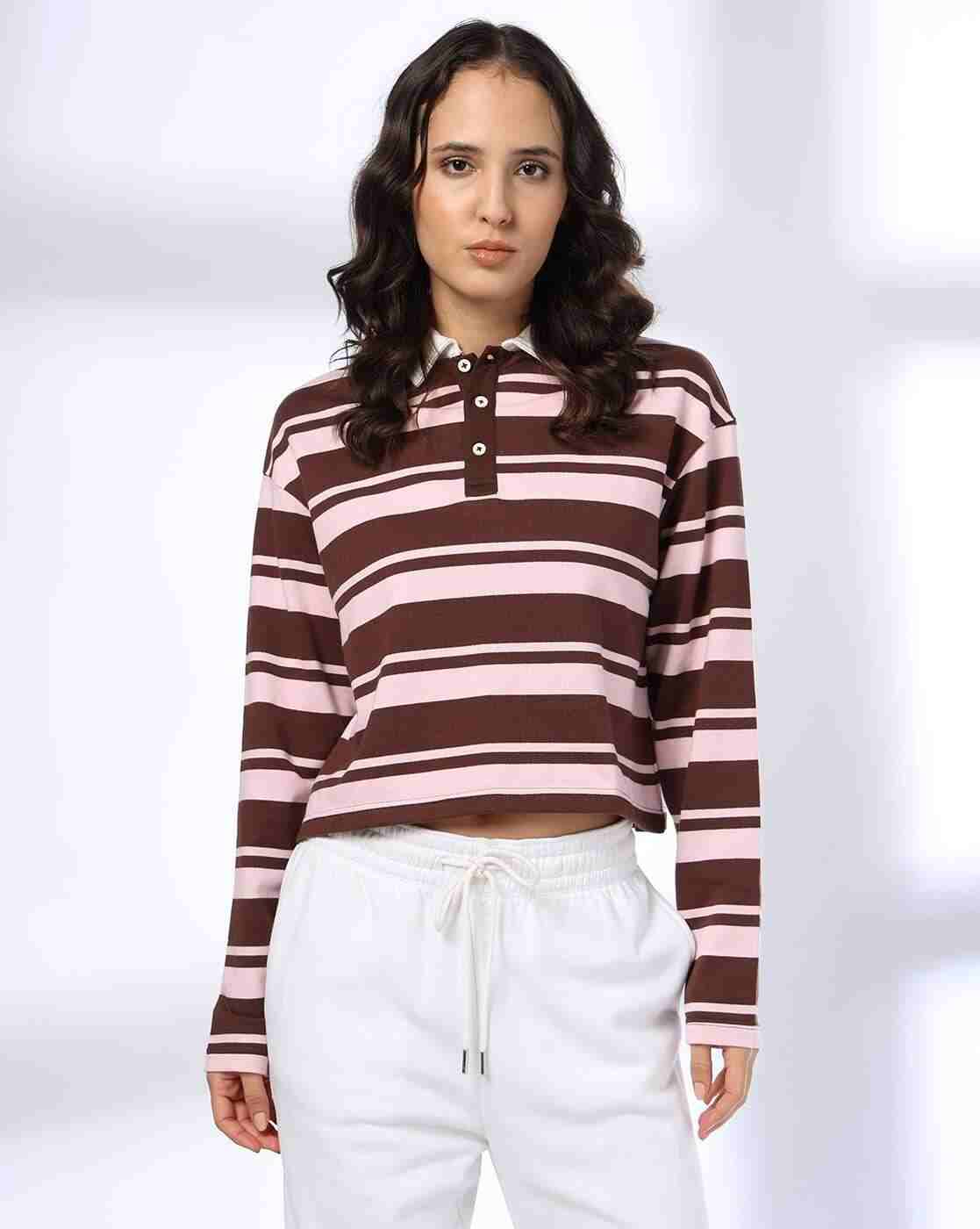 Teamspirit | Women Striped Boxy Fit Sweatshirt|0