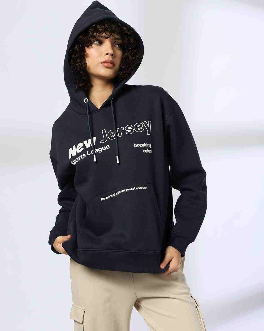 Women Typographic Print Oversized Hoodie