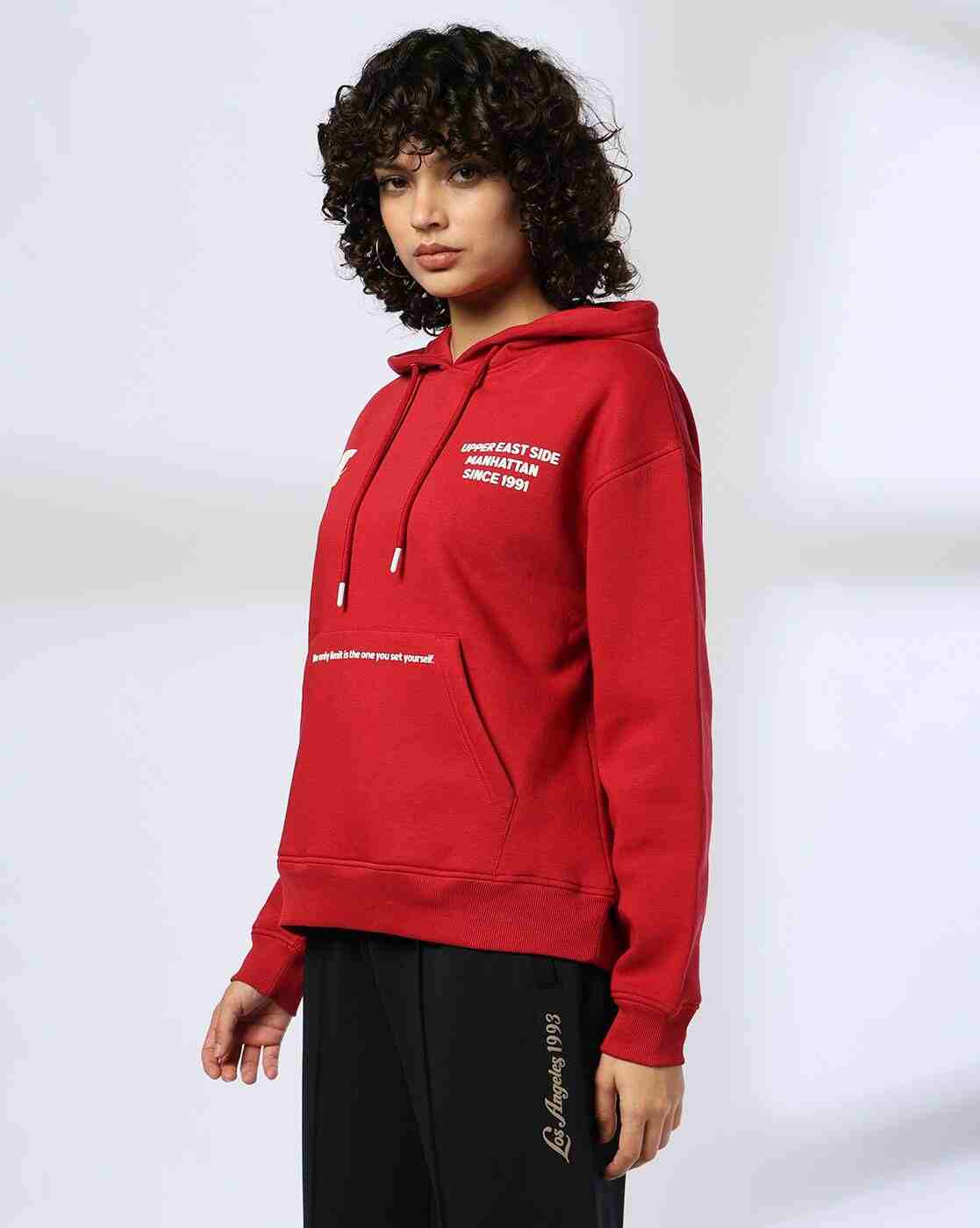 Teamspirit | Women Typographic Print Oversized Hoodie|1