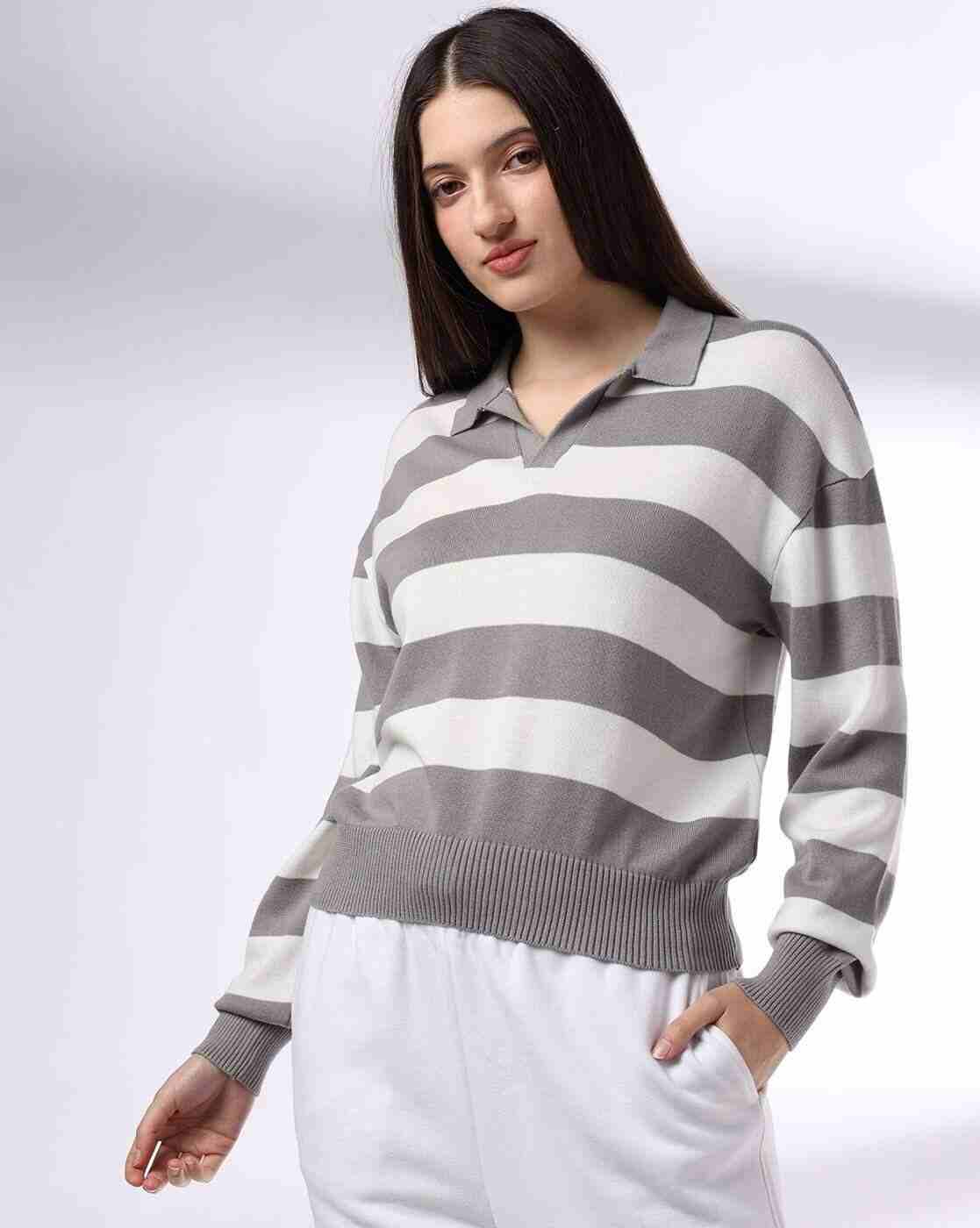 Teamspirit | Women Striped Loose Fit Pullover|0