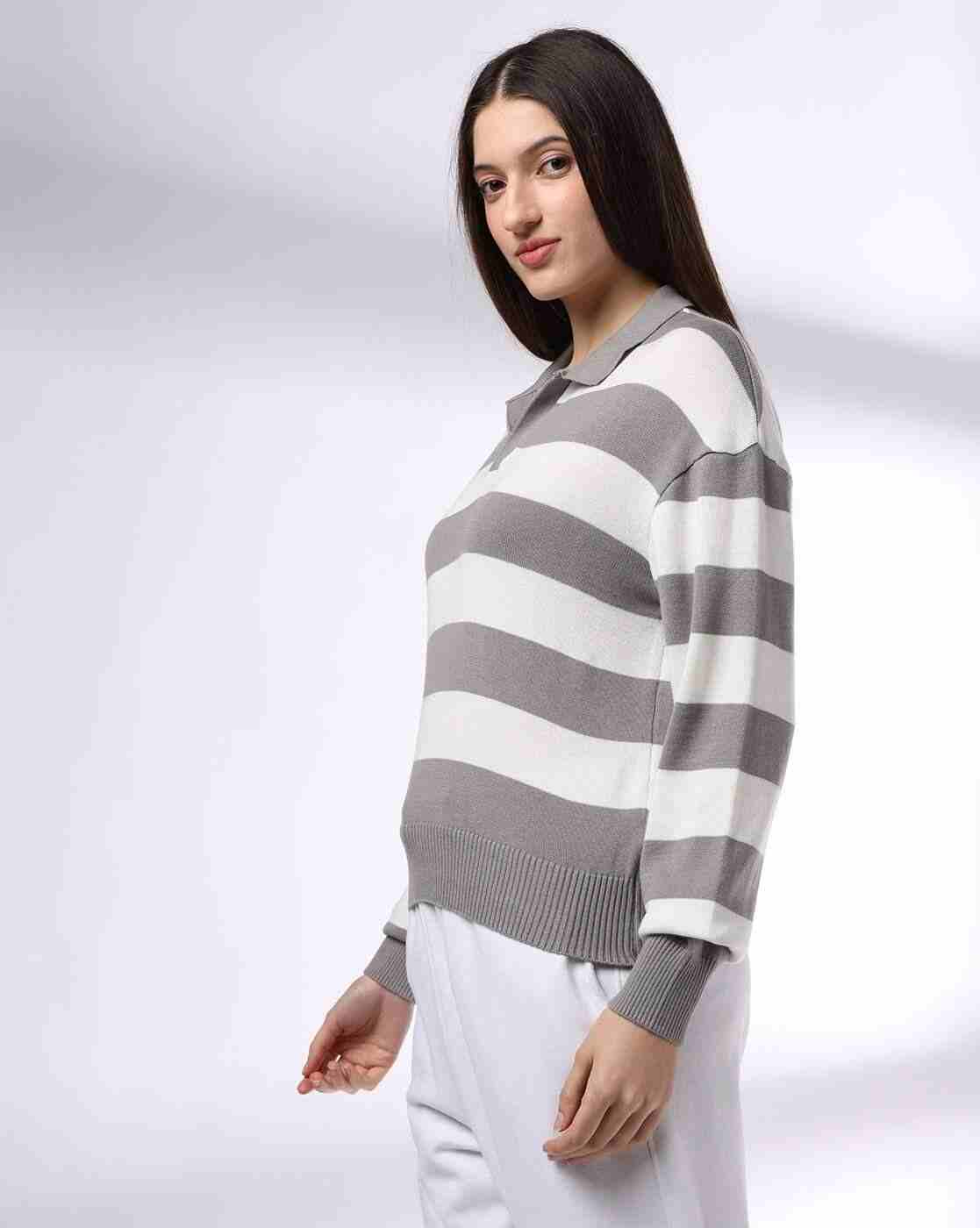 Teamspirit | Women Striped Loose Fit Pullover|1