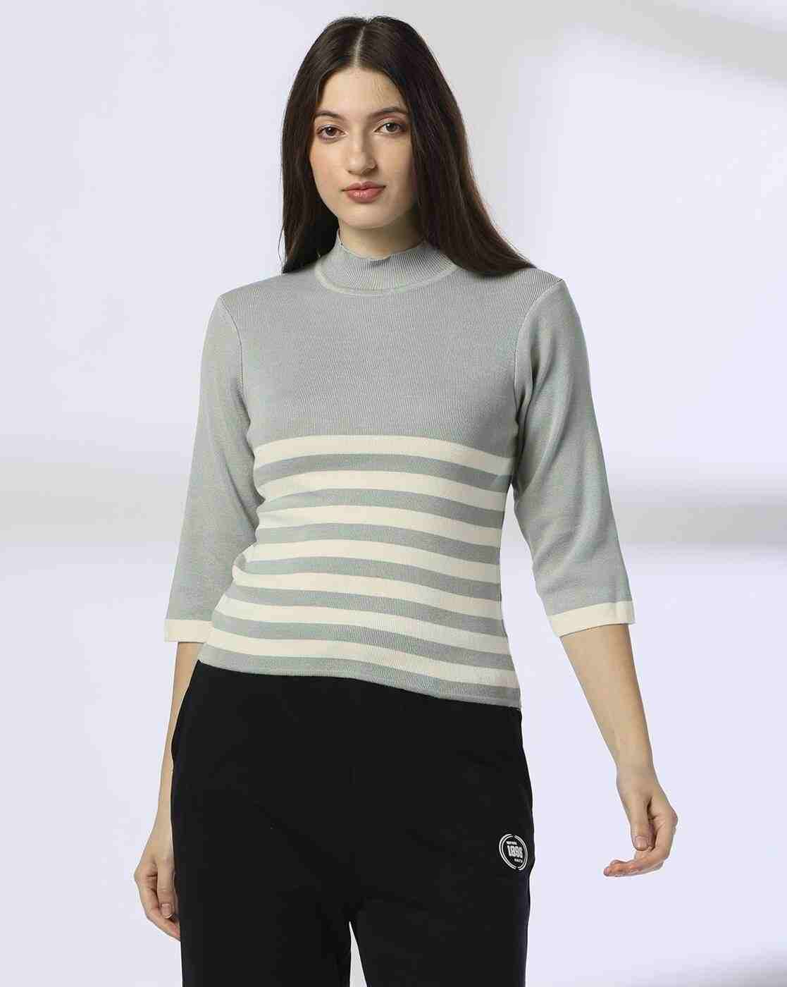 Teamspirit | Women Placement Striped Boxy Fit Pullover|0