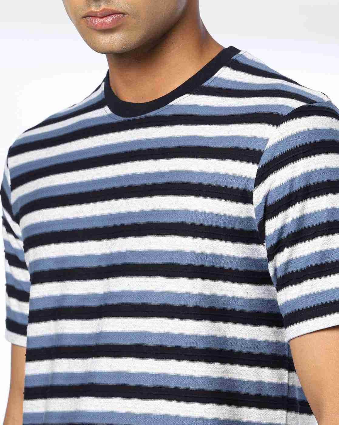 Teamspirit | Men Striped Regular Fit Crew-Neck T-Shirt|4