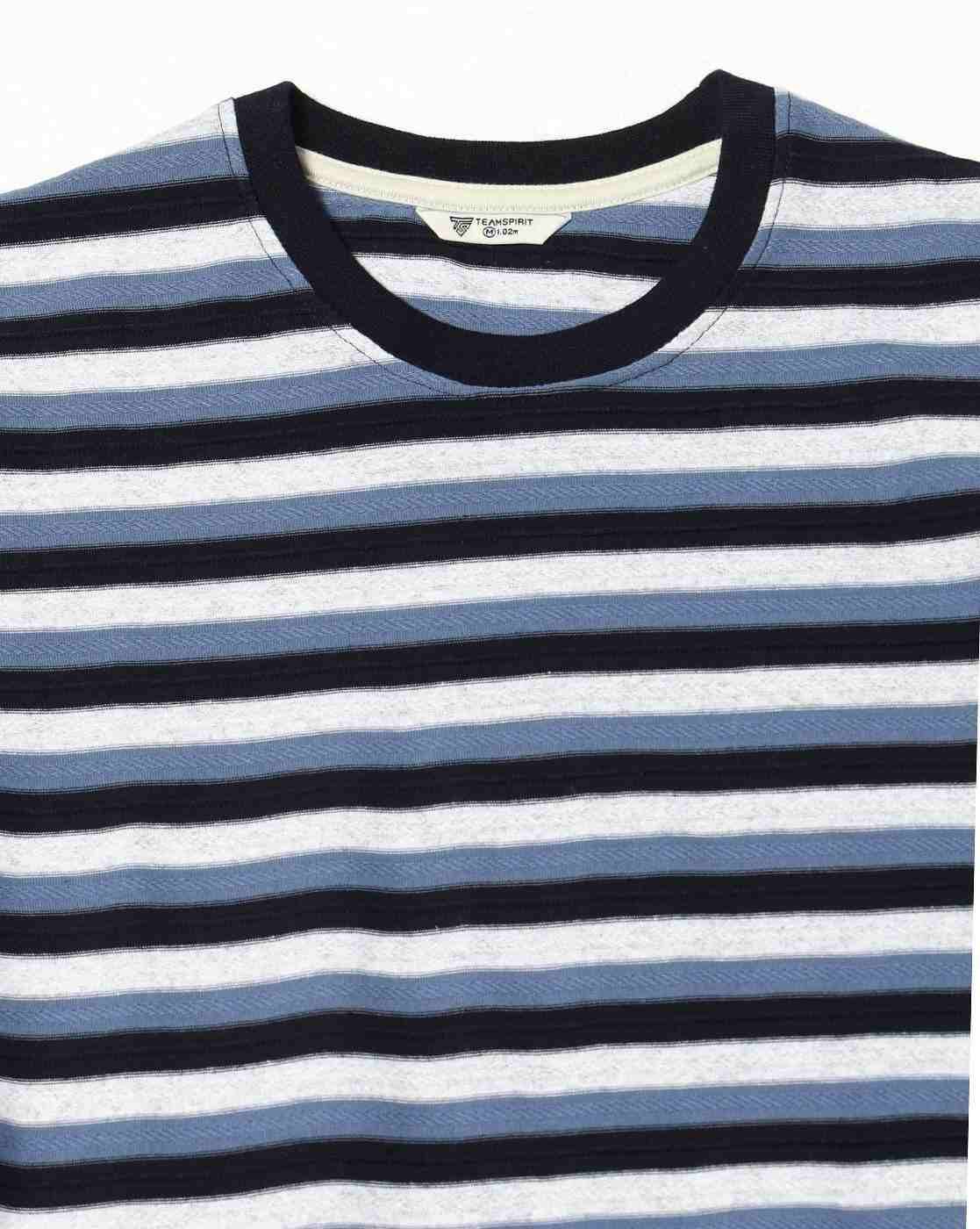 Teamspirit | Men Striped Regular Fit Crew-Neck T-Shirt|5