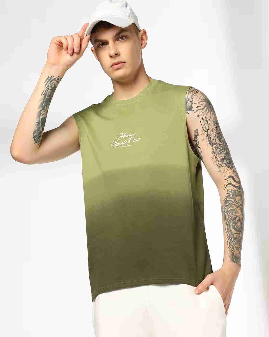 Men Ombre-Dyed Regular Fit Crew-Neck T-Shirt