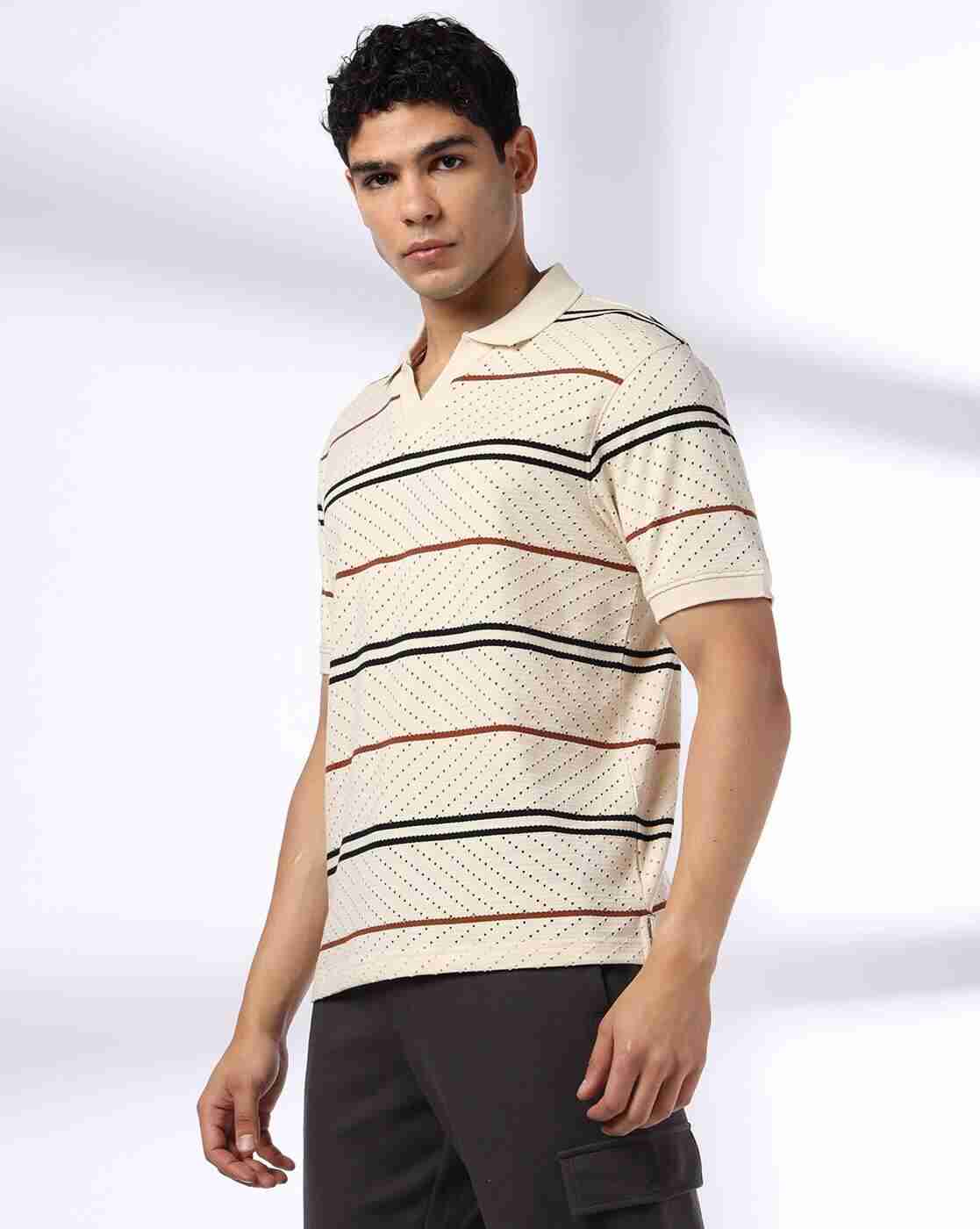 Teamspirit | Men Zig Zag Striped Regular Fit Polo T-Shirt|1