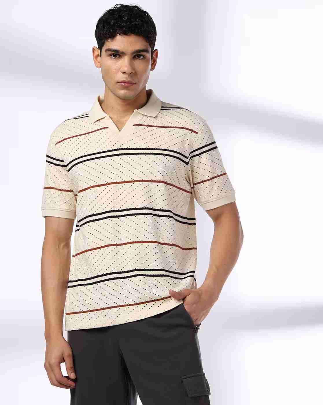 Teamspirit | Men Zig Zag Striped Regular Fit Polo T-Shirt|2