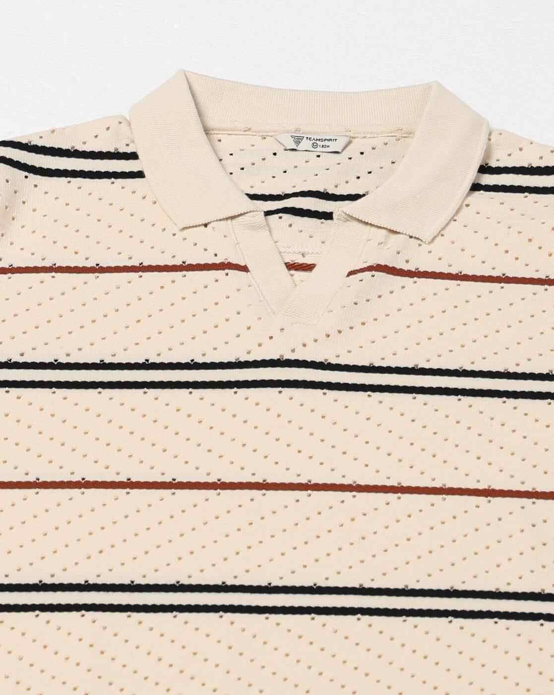 Teamspirit | Men Zig Zag Striped Regular Fit Polo T-Shirt|4