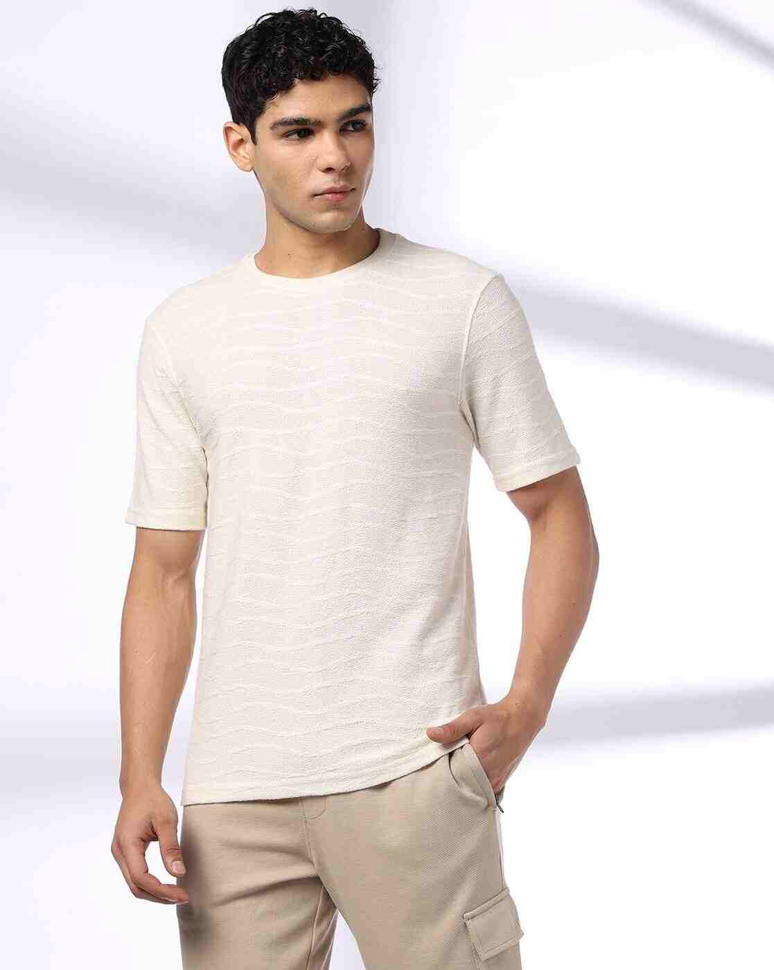 Teamspirit | Men Zig Zag Patterned Regular Fit Crew-Neck T-Shirt|0