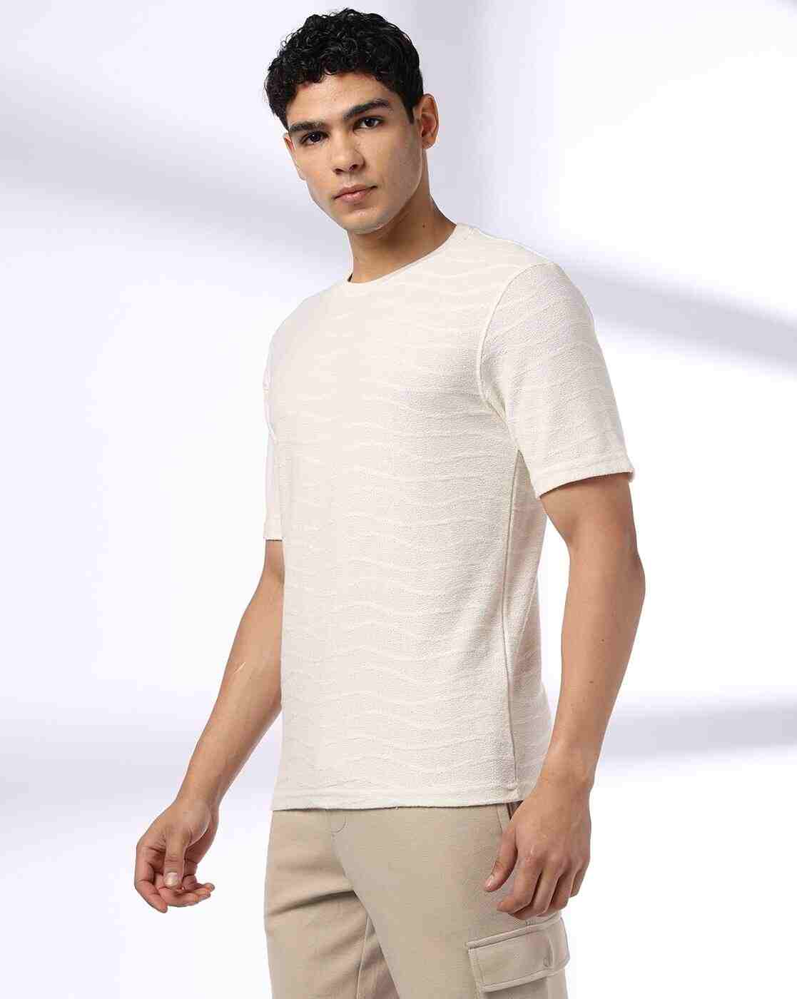 Teamspirit | Men Zig Zag Patterned Regular Fit Crew-Neck T-Shirt|1