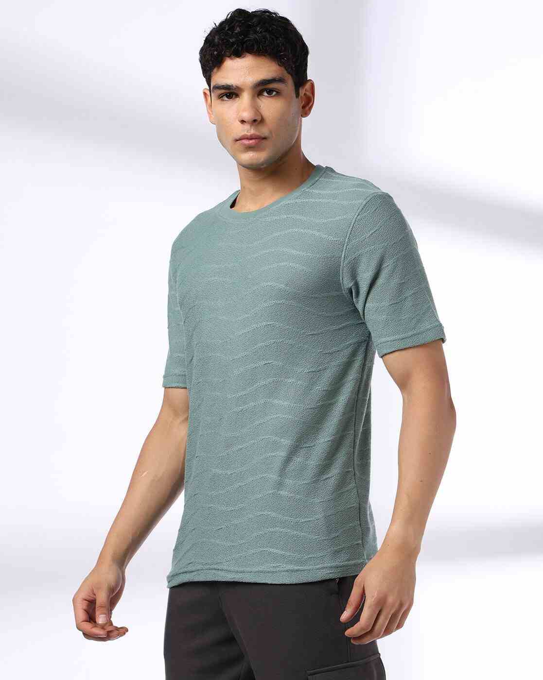 Teamspirit | Men Zig Zag Patterned Regular Fit Crew-Neck T-Shirt|1