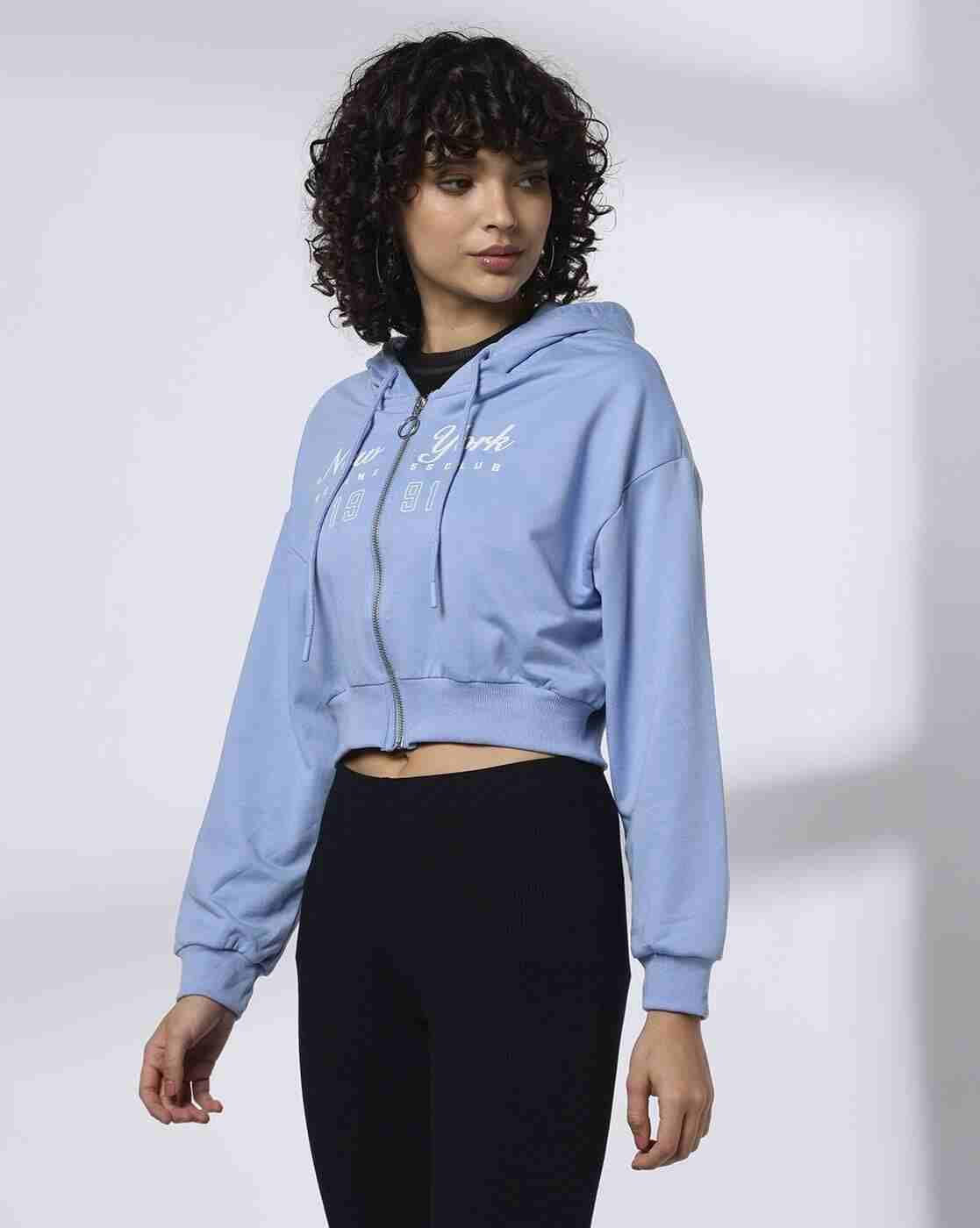 Teamspirit | Women Typographic Print Boxy Fit Cropped Hoodie|1