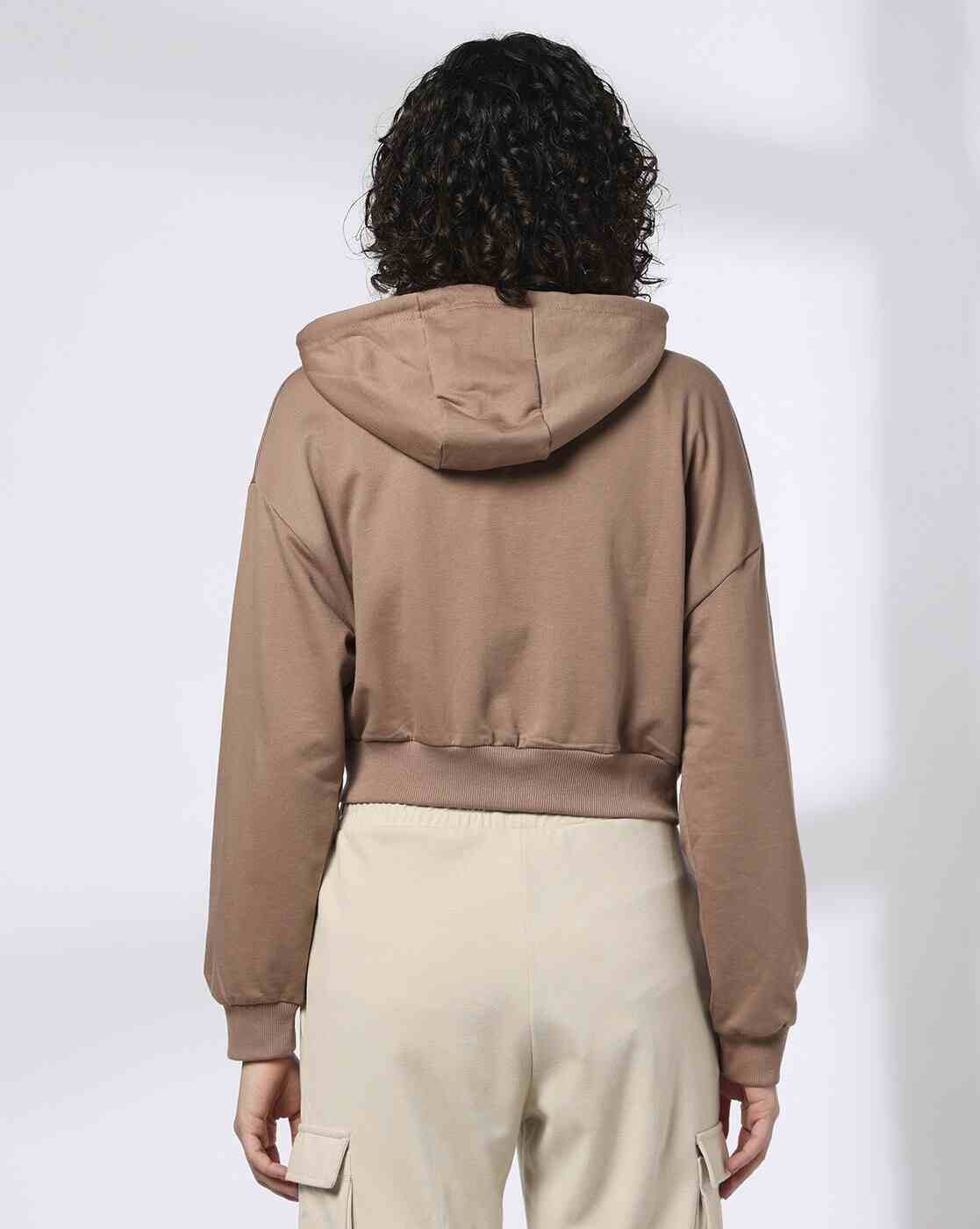 Teamspirit | Women Typographic Print Boxy Fit Cropped Hoodie|2