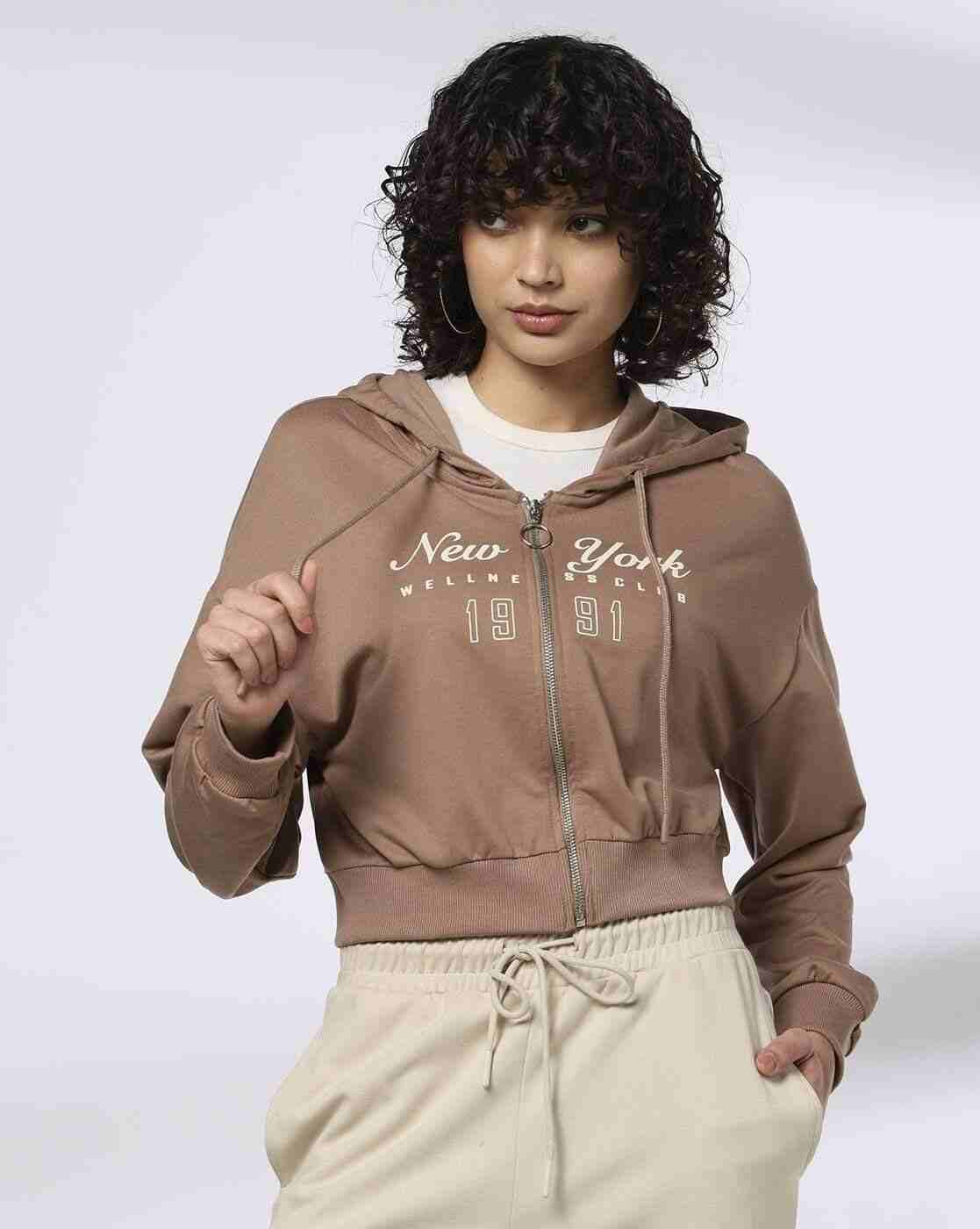 Teamspirit | Women Typographic Print Boxy Fit Cropped Hoodie|3