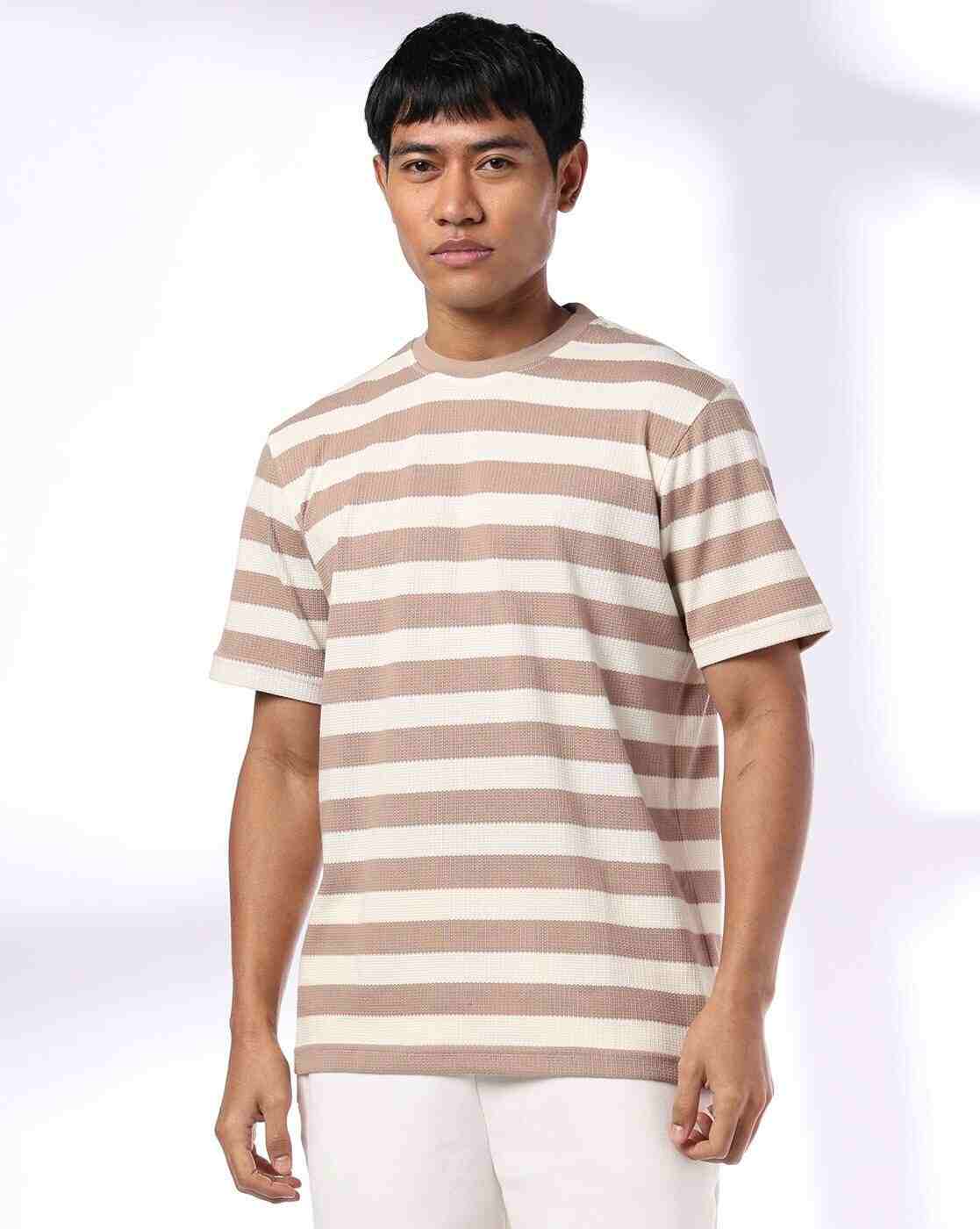 Men Equal Rugby Striped Regular Fit Crew-Neck T-Shirt