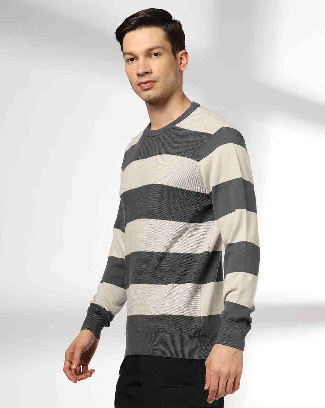 Teamspirit | Men Striped Jacquard Regular Fit T-Shirt|1