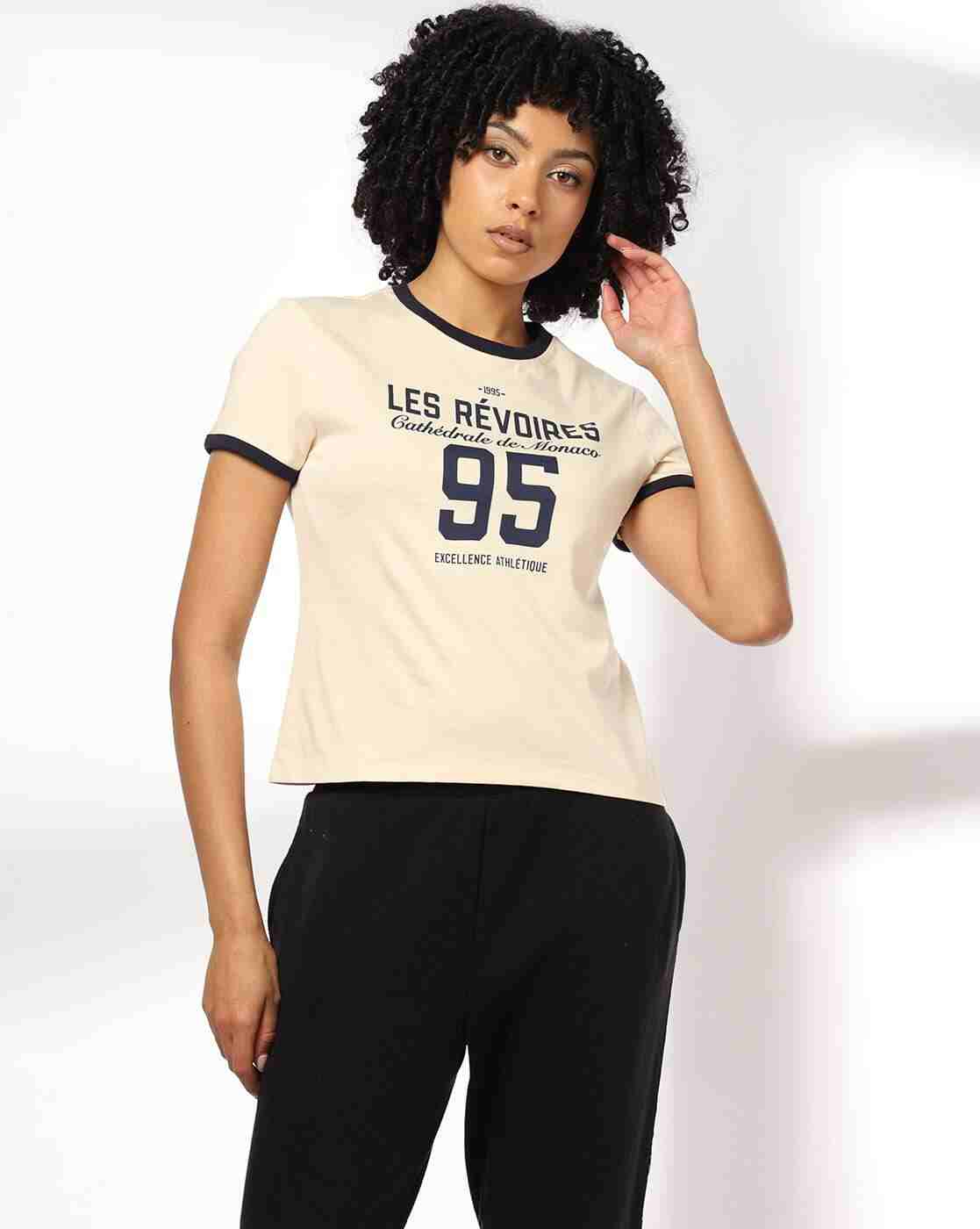 Teamspirit | Women Typographic Print Fitted Crew-Neck T-Shirt|0