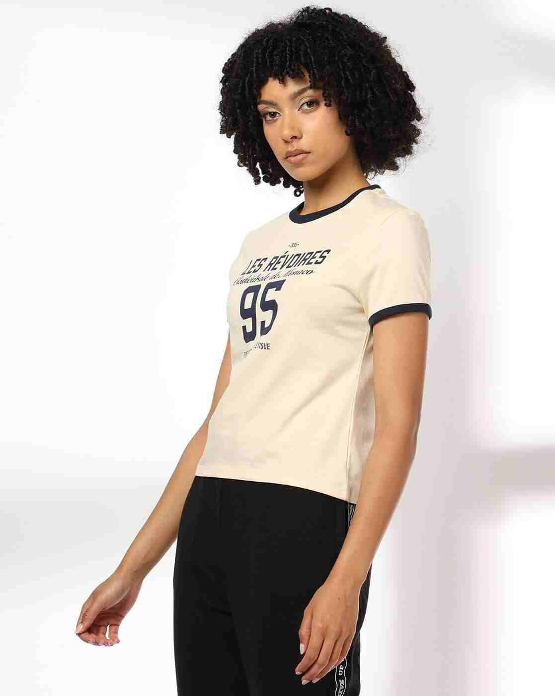 Teamspirit | Women Typographic Print Fitted Crew-Neck T-Shirt|1