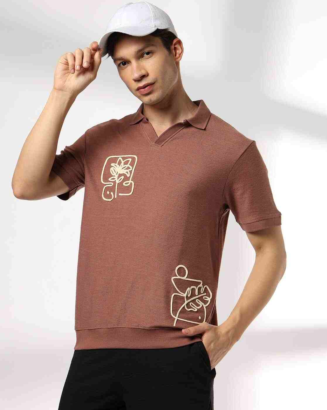 Men Cord Embroidered Johny Regular Fit Polo T-Shirt