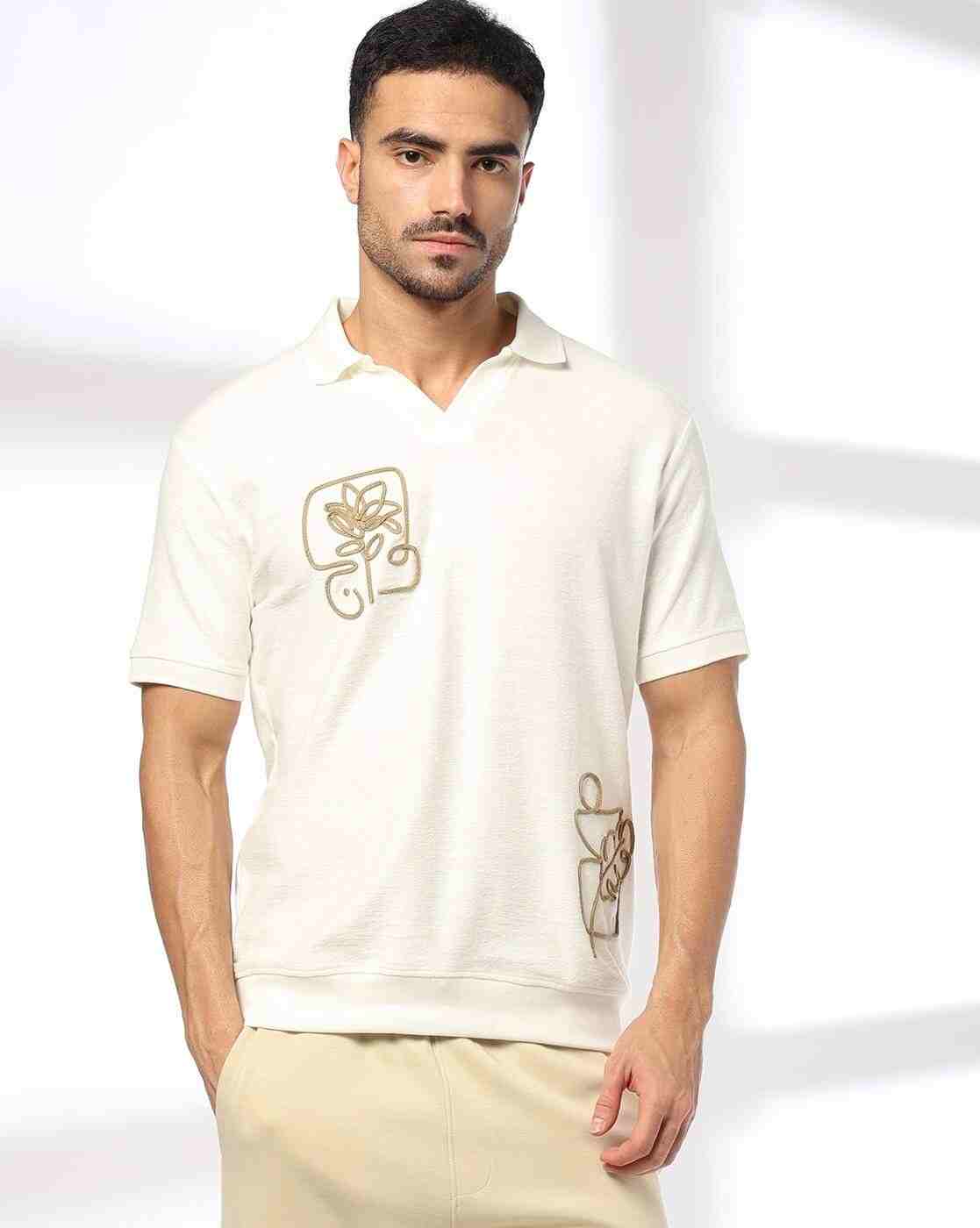 Teamspirit | Men Cord Embroidered Johny Regular Fit Polo T-Shirt|0