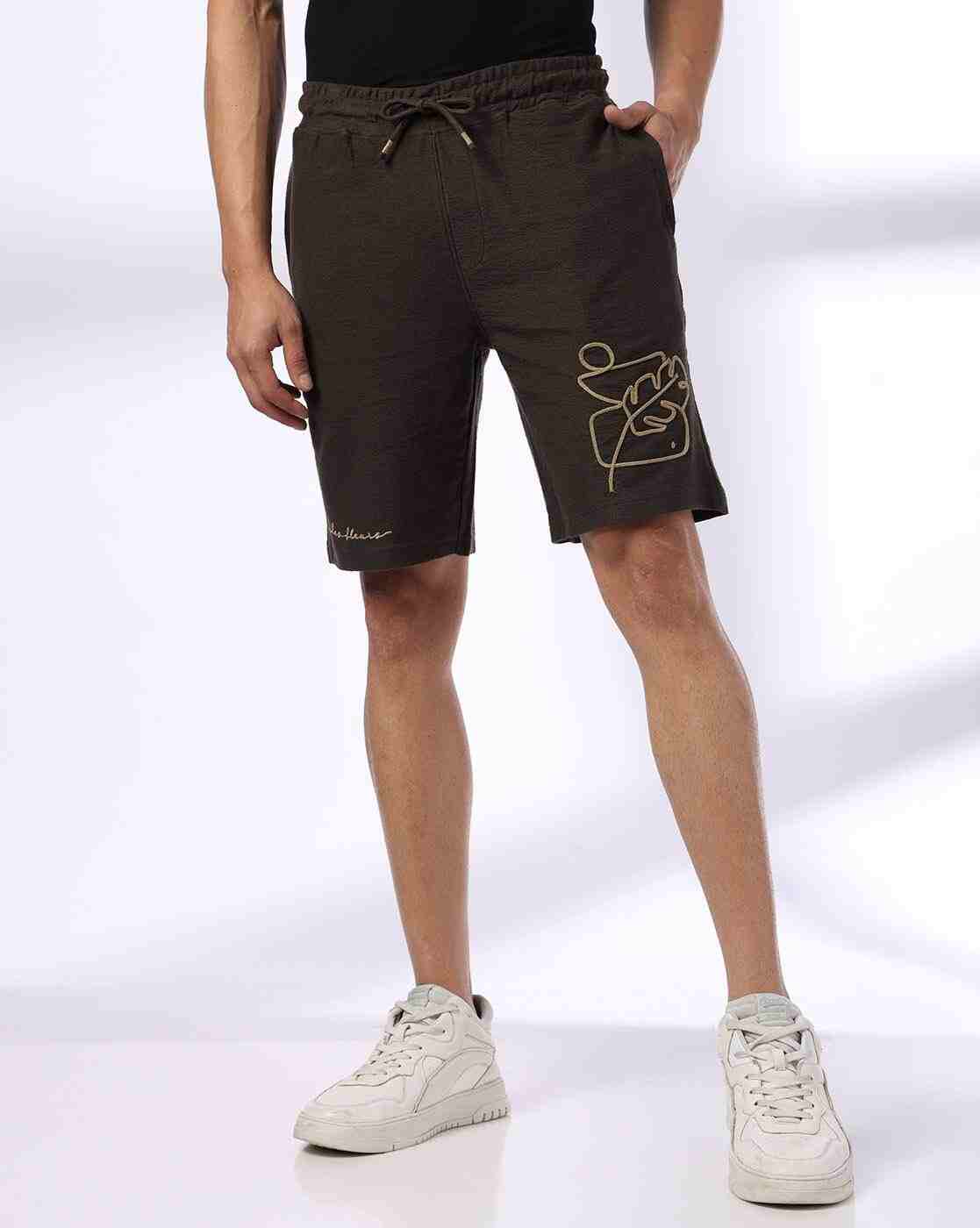 Teamspirit | Men Cord Embroidered Regular Fit Shorts|0
