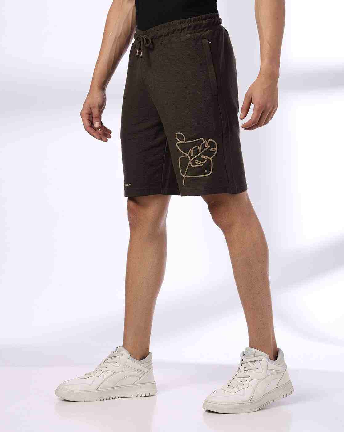 Teamspirit | Men Cord Embroidered Regular Fit Shorts|1