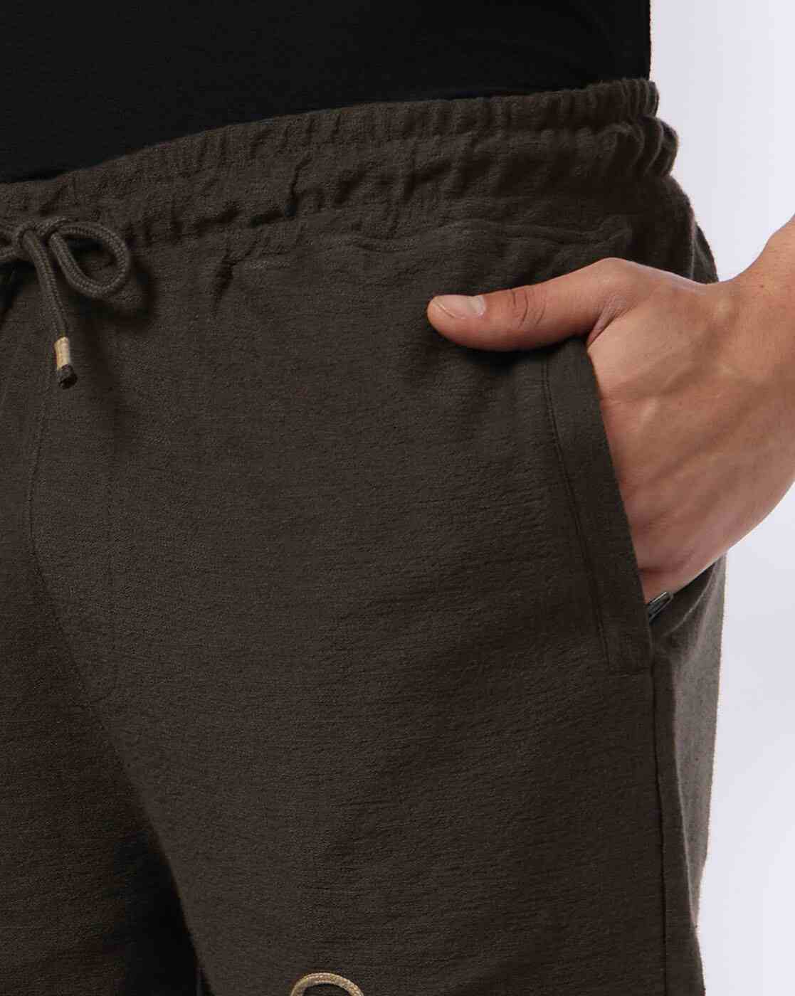 Teamspirit | Men Cord Embroidered Regular Fit Shorts|4