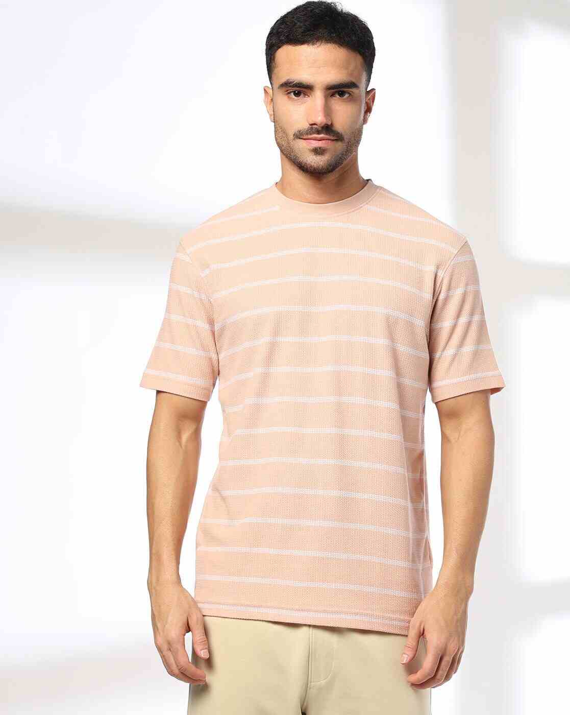 Teamspirit | Men Striped Regular Fit Crew-Neck T-Shirt|0